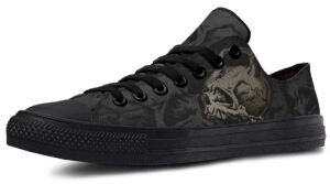 Skull Heart Print Low-Top Sneakers - Edgy Streetwear Kicks