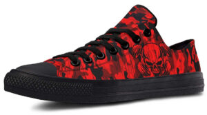 Red Camouflage Skull Pattern Low-Top Sneakers - Urban Streetwear