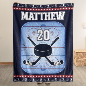 Ice Hockey Field Custom Name, Number - Personalized Blanket 100" x 60"