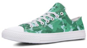 Green Camo Low-Top White Sneakers - Trendy Urban Footwear