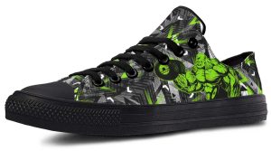 Green Polygon Dumbbell Print Low-Top Sneakers